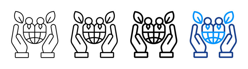 Corporate Social Responsibility Icon Different Style Outline Collection Set