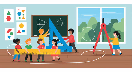 Diverse Children Engaging Geometry Learning With Oversized Measuring Tools