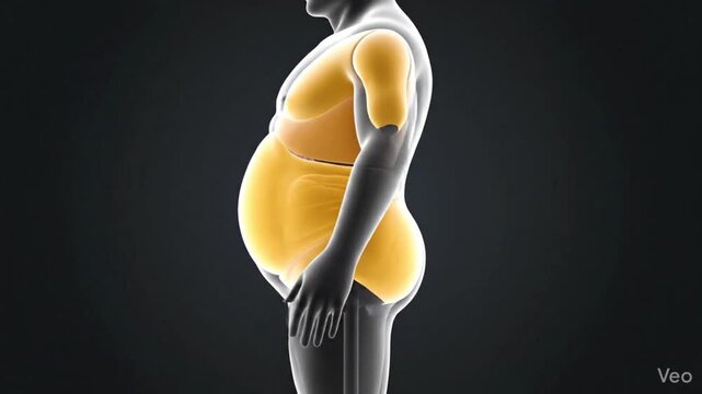 Obese Male Body Fat Distribution Medical CGI Animation