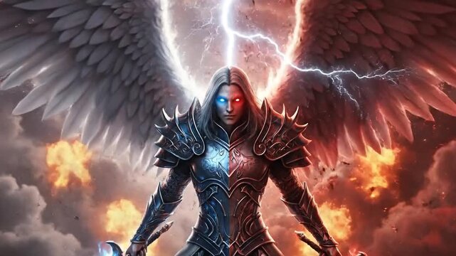 Duality concept: Divine heaven versus fiery chaos of hell
