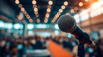 Microphone ready for conference speech and presentation
