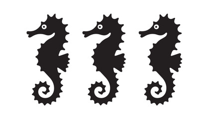 black color seahorse set of silhouette vector illustration, solid white background © silhouette