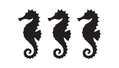 black color seahorse set of silhouette vector illustration, solid white background © silhouette