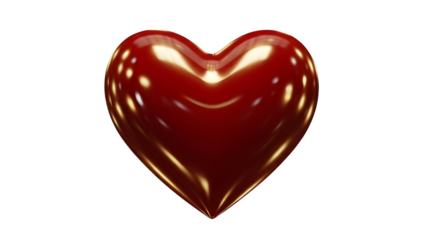 Shiny red heart for valentine's day isolated on transparent background