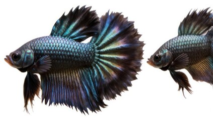 Two Siamese Fighting Fish Displaying Vibrant Colors and Finnage.