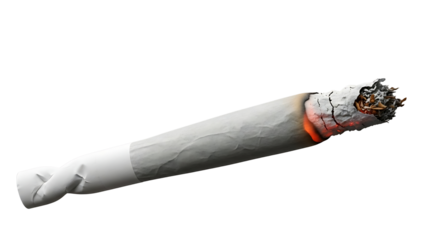 Close-up of a burning cigarette with glowing ember and smoke