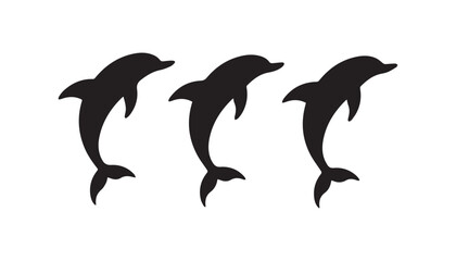 black color dolphin set of silhouette vector illustration, solid white background © silhouette