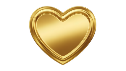 Golden heart symbol for valentine's day isolated on transparent background