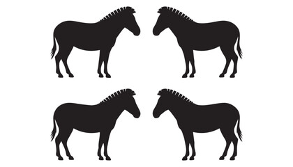black color horse set of silhouette vector illustration, solid white background
