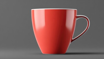 Red mug on gray background