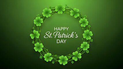 Happy st patrick's day shamrock wreath greeting card