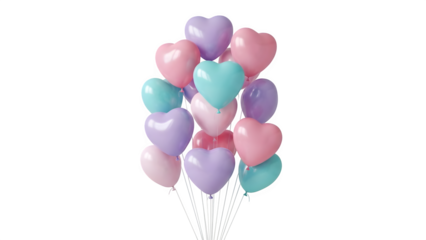 Valentine's day heart balloons isolated on transparent background