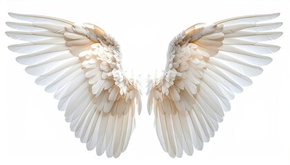 Fototapeta premium Symmetrical pair of white bird wings, pristine