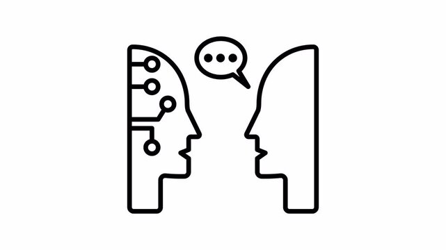 Turing Test Icon Animation Drawing Effect 4K Transparent Background