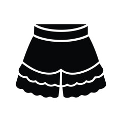 Ruffle Trim Shorts With High Waist Vector Illustration