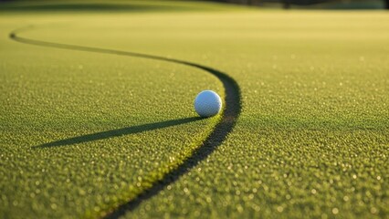 Golf ball resting on curved edge of putting green | Golf, sports, equipment.