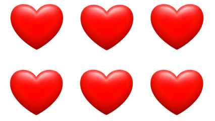 Valentine's day red hearts isolated on transparent background