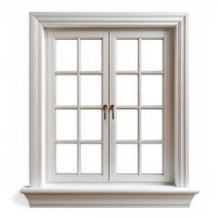 Elegant white window with a grid pattern, bright