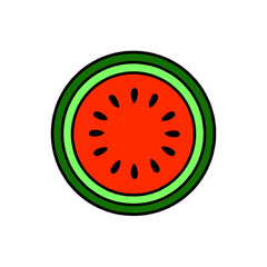 Fototapeta premium Slice of watermelon icon. Watermelon slice illustration. Watermelon cartoon design