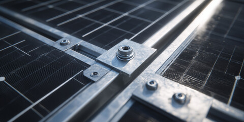 Solar panel installation process outdoor environment close-up photo renewable energy technology sustainable solutions