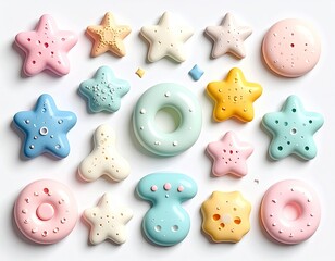 Obraz premium Pastel, soft, and playful shapes floating on white