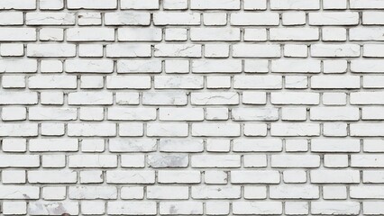 Fototapeta premium Weathered white brick wall texture with visible mortar lines and subtle imperfections, providing a rustic and architectural background.