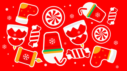Holiday themed featuring candies and snowflakes