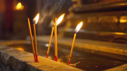 Serene Incense Sticks Burning on Traditional Altar