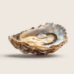 Oyster half-shell, with creamy filling and ridged edge