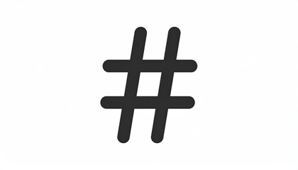 A simple, dark hashtag symbol on a white background