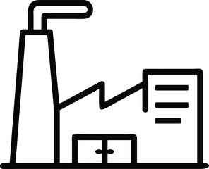 Factory buildings with multiple tall chimneys. Bold black shapes forming a structured industrial complex