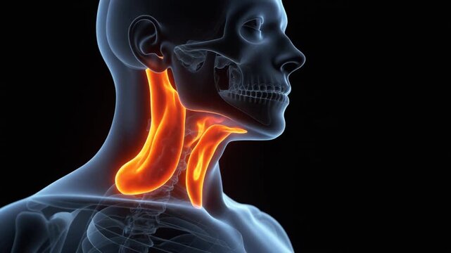 せきの原因を示す頭部3D医療映像