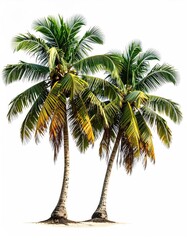 Obraz premium Two tall palm trees on a white background