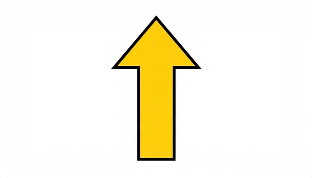 A simple yellow arrow pointing straight up on white