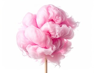 Fluffy pink spun sugar treat on a wooden stick (1)