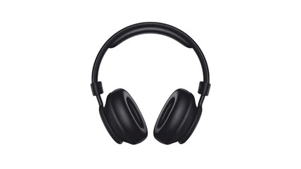 Fototapeta premium Sleek black headphones on solid black background for music lovers