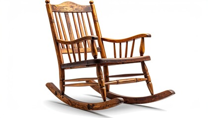 Wooden rocking chair on white background, classic design