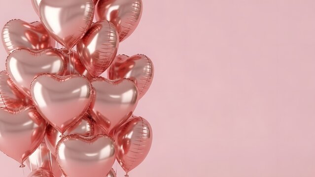 Valentine's day heart balloons on pink background for romantic celebrations