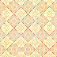 abstract sun of hand drawn squares. vector seamless pattern. beige repetitive background. modern decorative art. geometric fabric swatch. continuous textile design. embroidery template