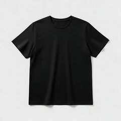 Black short sleeve t-shirt on white background clothing