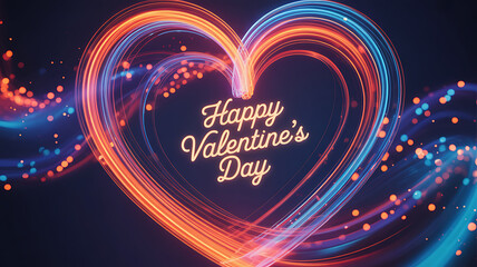 Obraz premium A vibrant heart shaped light display with a valentine s day greeting
