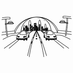 Futuristic Hyperloop Transportation Hub with Autonomous Vehicles