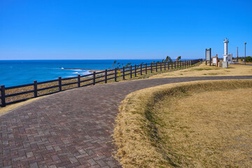 千葉県旭市の刑部岬(ぎょうぶみさき)の飯岡灯台方面