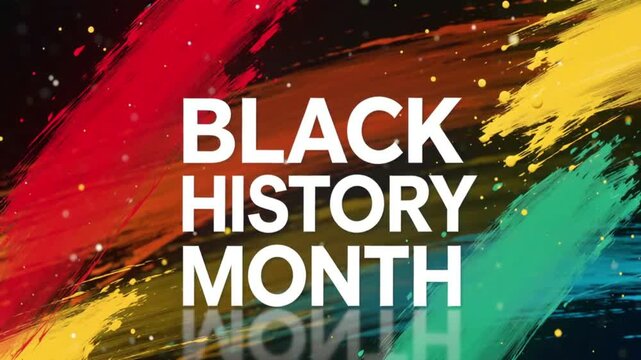 "Black History Month Grunge Paint Brush Background, Abstract Red Yellow and Green Acrylic Strokes, 4K Artistic African Culture Celebration"