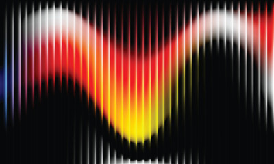 Glass gradient texture with teal and navy ripple pattern and smooth light distortion, abstract representation featuring vertical stripes of red yellow and black reminiscent