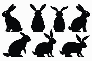 set of rabbit silhouettes, Easter Bunny vector set