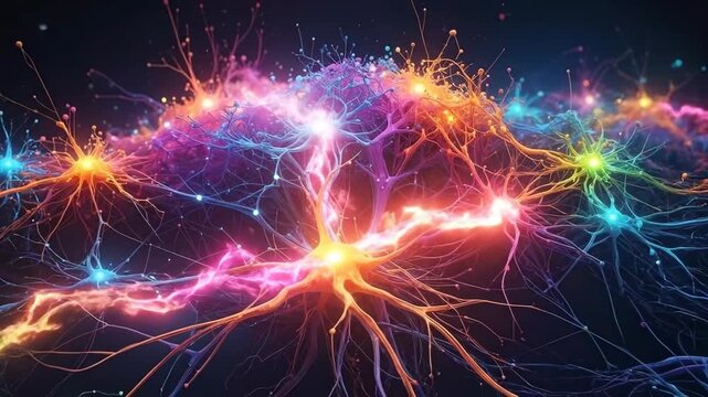 Vibrant Neural Network - A Colorful Depiction of Brain Activity and Connections.