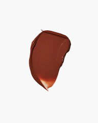 Warm brown lipstick smear on white background