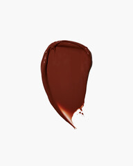 Rich brown cosmetic smear on white background for beauty branding