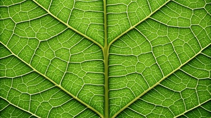 Close up of a vibrant green leaf showcasing its intricate vein structure